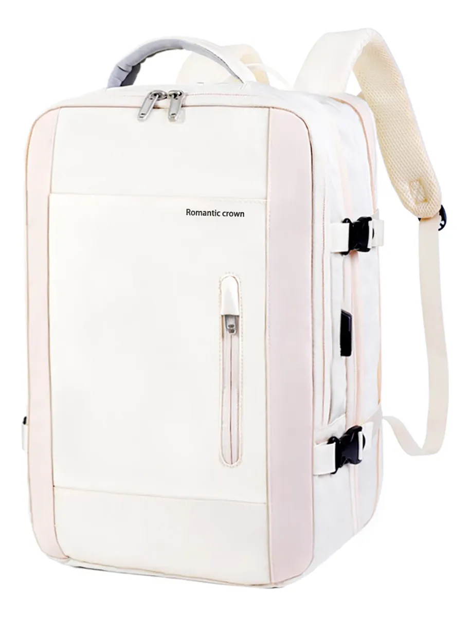 melhor mochila para viagem mochila romantic crown-feminina-masculina-para-notebook-executiva bege