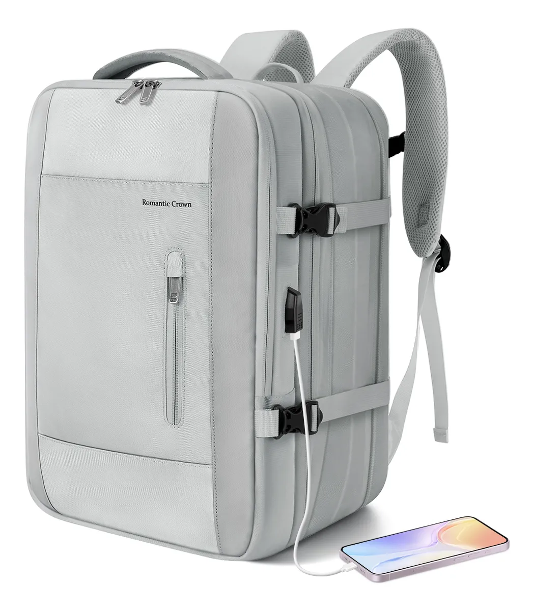 melhor mochila para viagem mochila romantic crown-feminina-masculina-para-notebook-executiva cinza