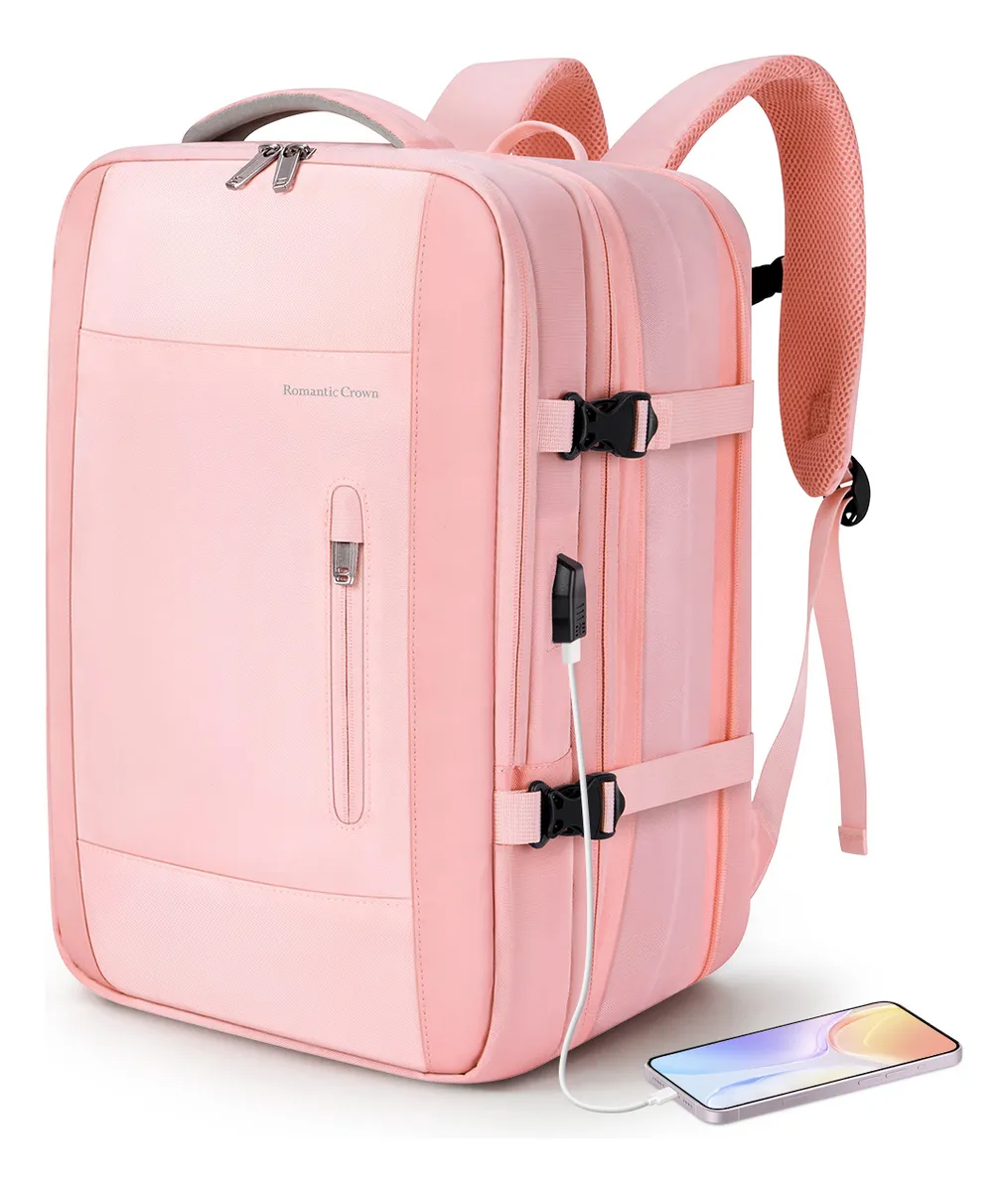 melhor mochila para viagem mochila romantic crown-feminina-masculina-para-notebook-executiva rosa